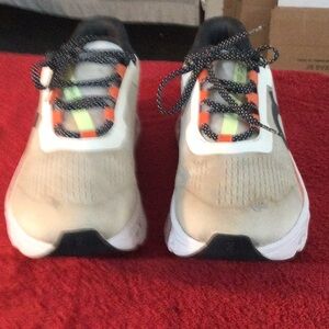 Kids Neutral Beige Athletic Sneakers with Orange Accents